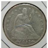 1853 Liberty Seated half, rays & arrows