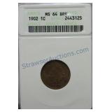 1902 Indian cent, ANACS MS64BRN