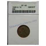 1909-SVDB Lincoln cent, ANACS EF40