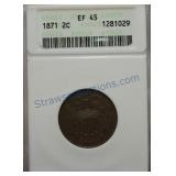 1871 Two cent piece, ANACS EF45