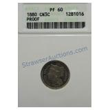 1880 Three cent nickel, ANACS PF60