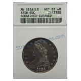 1838 Bust half, ANACS Net EF40, cleaned, scratched