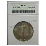 1917 Walking Liberty half, ANACS MS61