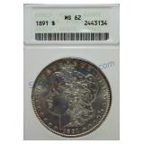 1891 Morgan dollar ANACS MS62