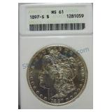 1897-S Morgan dollar ANACS MS61