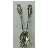 Sterling silver pair of demitasse spoons, shell