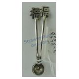 Pair of sterling silver salt spoons, Oriental