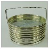 Sterling silver and glass coaster set, 8 coasters