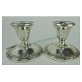 Rogers sterling silver weighted pair of candle