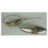 Sterling silver lot of 2 vanity brushes, 11" & 7"