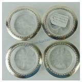 Set of 4 glass coasters with sterling silver rims