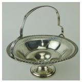 Sterling silver weighted handled basket,