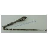 Antique rare sterling handled folding button