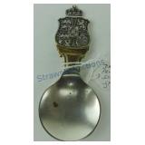 Danish pewter souvenir spoon with crest