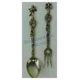 Italian brass silver plate fork & spoon set,