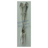 Pair American silver plate pickle/olive forks,