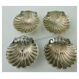 Lot of 4 (2 pair) English silver plate sea shell