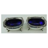 Pair English EPNS silver plate salt cellars with