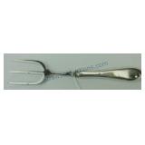 Sterling silver handled meat fork, 7 1/4" ca 1900