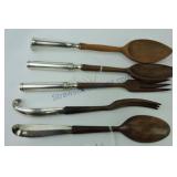 Sterling silver handled lot of 5 serving spoons &