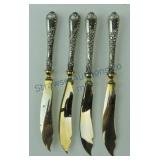 Set of 4 Stahl fish knives, brass blades with