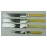Set of 3 bone handled dinner knives (2 with