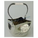 Whiting sterling silver basket with swing handle,