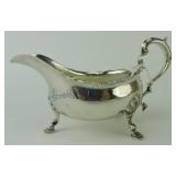 English sterling silver sauce boat, scalloped