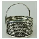 Sterling silver and glass coaster set with caddy