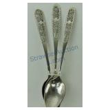 Sterling silver set of 3 filigree spoons,