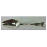 Early coin silver fiddle back serving spoon with