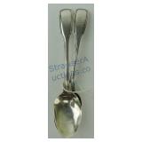 Pair of English sterling silver spoons, George
