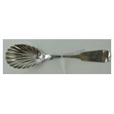 Early American coin silver shell sugar spoon,