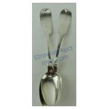 Pair of American coin silver spoons by Hotchkiss &