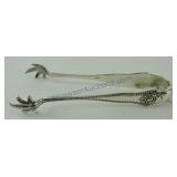 Early high quality claw sugar tongs, sterling