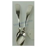 Pair of ealry coin silver spoons, C. Brewer,
