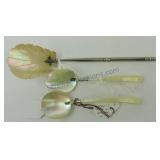 Sterling silver & MOP lot of 3 caviar spoons