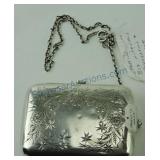 Sterling silver snuff box with chain, 2.3oz+