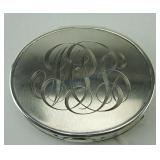 Sterling silver powder box, 2.3oz+, monogrammed