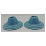 Harlequin pair of candle holders, turquoise,