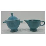 Vintage Fiesta cream and sugar, turquoise,