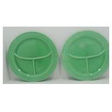 Vintage Fiesta pair of green 10 1/2" compartment