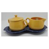 Vintage Fiesta yellow individual cream & sugar