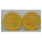 Vintage Fiesta pair of yellow 10 1/2" compartment