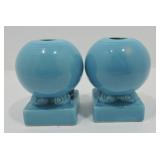 Vintage Fiesta pair bulb candle holders, turquoise