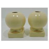 Vintage Fiesta pair bulb candle holders, ivory