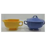 Riviera yellow creamer and mauve blue sugar