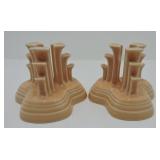 Fiesta Post 86 pair pyramid candle holders,