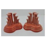 Fiesta Post 86 pair pyramid candle holders,