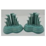 Fiesta Post 86 pair pyramid candle holders,